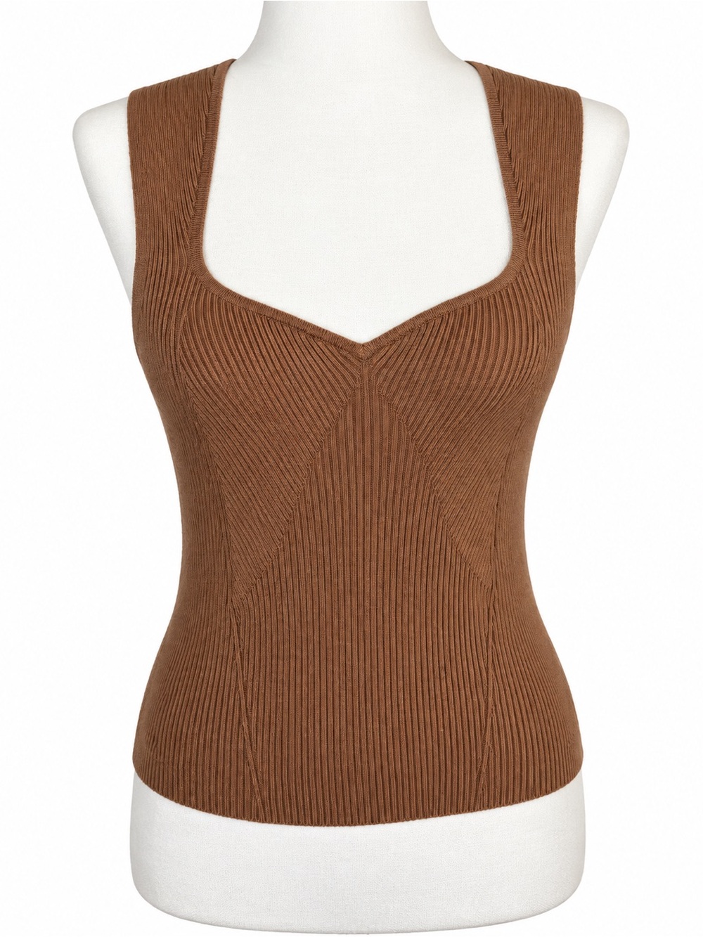 Abercrombie & Fitch Brown Ribbed Sweetheart Knit Tank Top S